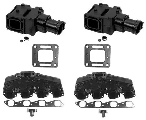 Holiday Sale Stock Mercury OEM Big Block Chevy 454/502 Cast Iron 4" Exhaust Manifold and Riser Kit - 807078T08