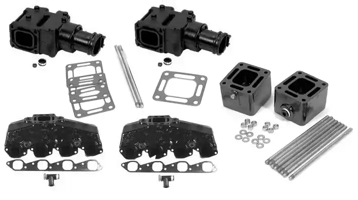 Stock Mercury OEM Big Block Chevy 454/502 Cast Iron 4" Exhaust Manifold, 3" Spacer and Riser Kit - 807078T08 Factory Price