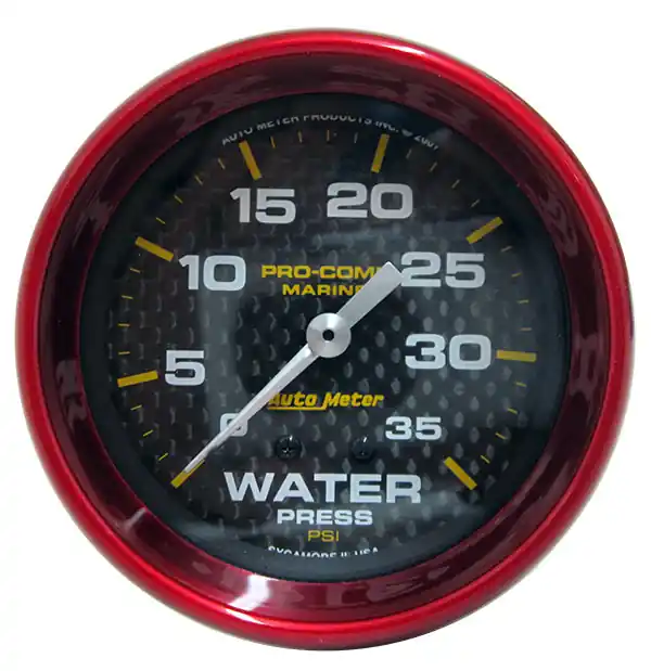 0-35 PSI Mechanical Water Pressure Gauge 2-5/8" - Custom Colored Rim Direct From Factory