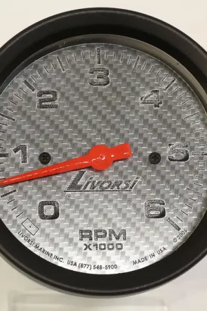 Luxury 3-3/8" 0-6000 RPM Tachometer, Silver Fiber Face, Black Race Rim