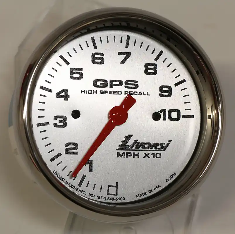 Professional Grade 3-3/8" GPS 100 MPH Speedometer, Platinum Face, Polished SS Mega Rim