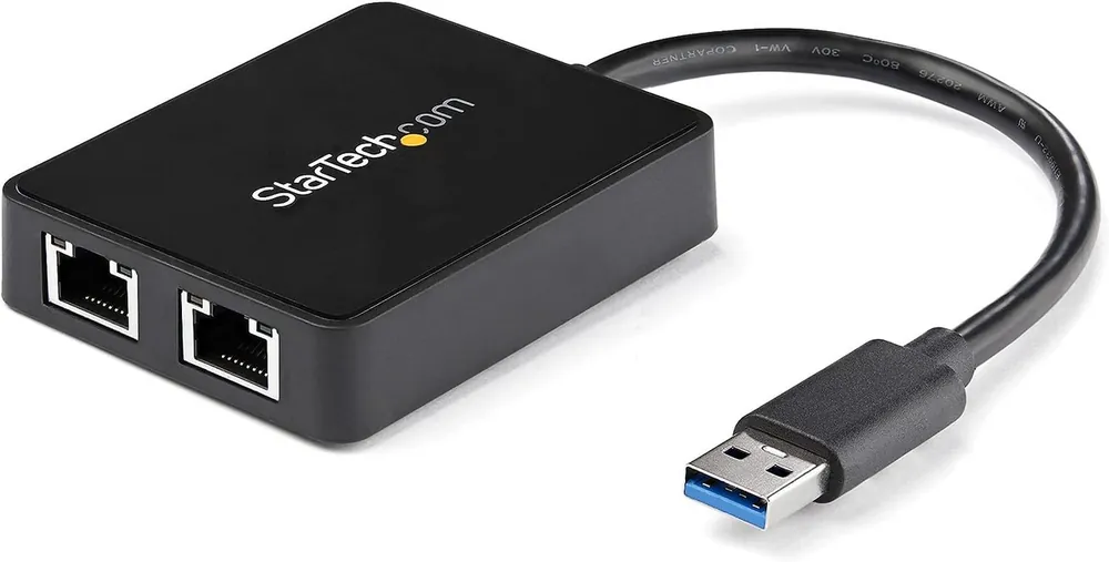 StarTech.com USB 3.0 to Dual Port Gigabit Ethernet Adapter w/USB Port - 10/100/100 - USB Gigabit LAN Network NIC Adapter Professional Grade