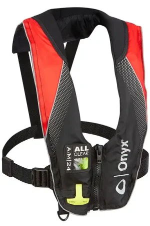 Budget Onyx A/M-24 Series All Clear Automatic/Manual Inflatable Life Jacket - Black/Red - Adult