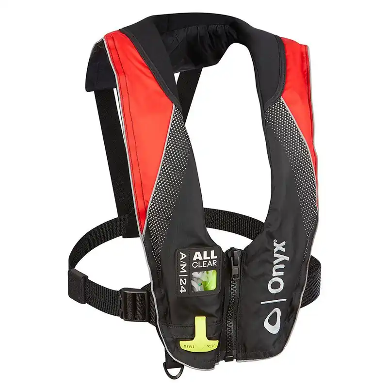 Budget Onyx A/M-24 Series All Clear Automatic/Manual Inflatable Life Jacket - Black/Red - Adult