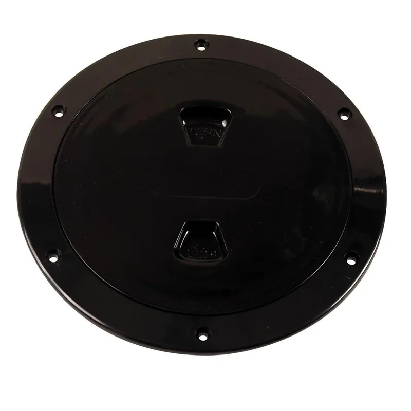 Authentic Beckson 6" Smooth Center Screw-Out Deck Plate - Black
