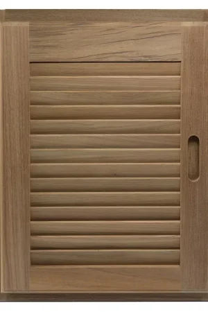 Affordable Whitecap Teak Louvered Door & Frame - Right Hand - 15" x 20"