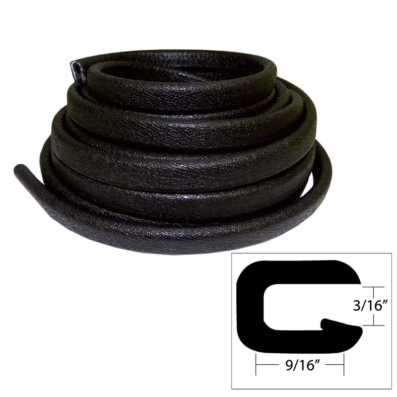 Bargain TACO Flexible Vinyl Trim - 5/32" Opening x 9/16"W x 25'L - Black