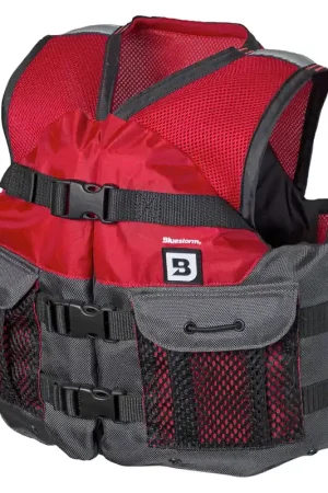 Weekend Sale Bluestorm Sportsman Youth Mesh Fishing Life Jacket - Nitro Red